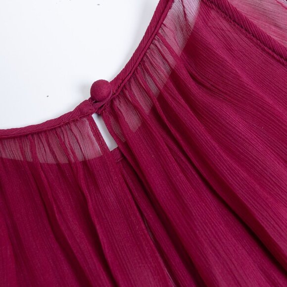 J Crew Silk Chiffon Cocktail Dress Red Wild Berry Midi Size 2 - Picture 9 of 16